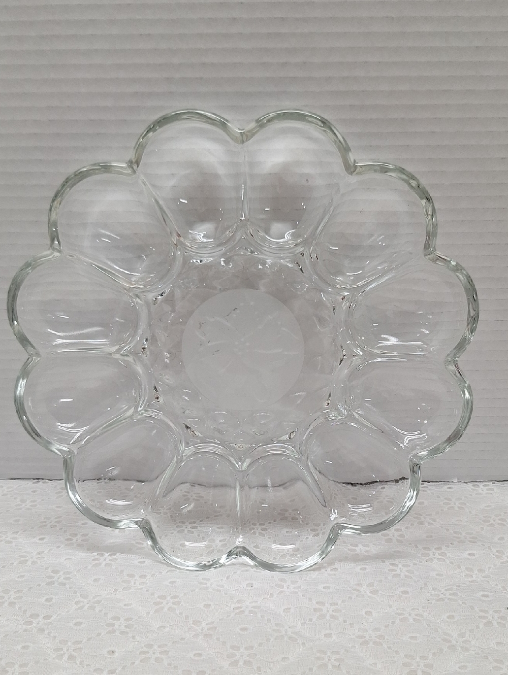 #AAF PRINCESS HOUSE Clear Glass Scalloped Edge Deviled Egg Serving Tray